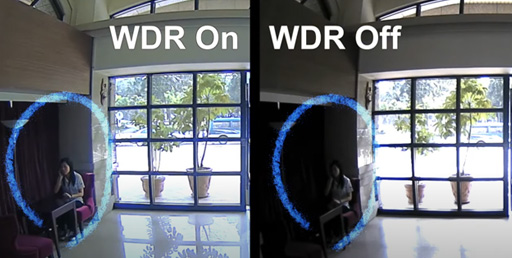 WDR（ワイドダイナミックレンジ）機能で逆光や白飛びを補正した映像