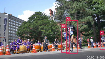 マラソンランナーの検出、カウントした画像
