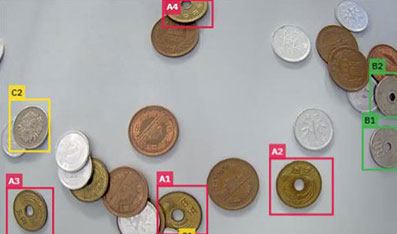 日本硬貨の検出画像
