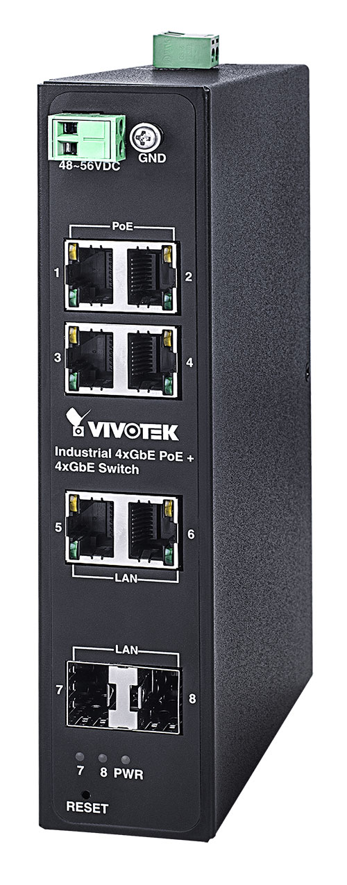 VIVOTEK AW-IHT-0800 産業用4xGE PoE + 2xGE UTP + 2xGE SFPスイッチ