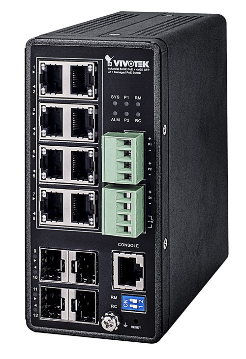 VIVOTEK AW-IHT-1271　産業用VivoCam L2 + 8xGE PoE + 4xGE SFPマネージドPoEスイッチ