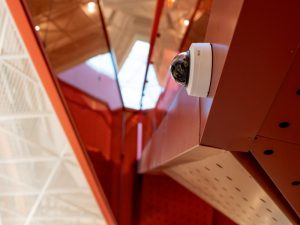 AXIS P32 Camera in red staircase