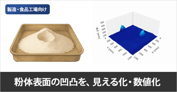 深度センサーカメラによる粉体表面の凹凸見える化・数値化システム【製造・食品工場向け】