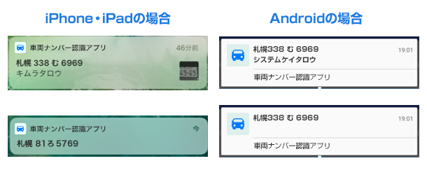車両ナンバー認証 iPhone、iPad、Androidが対象です。